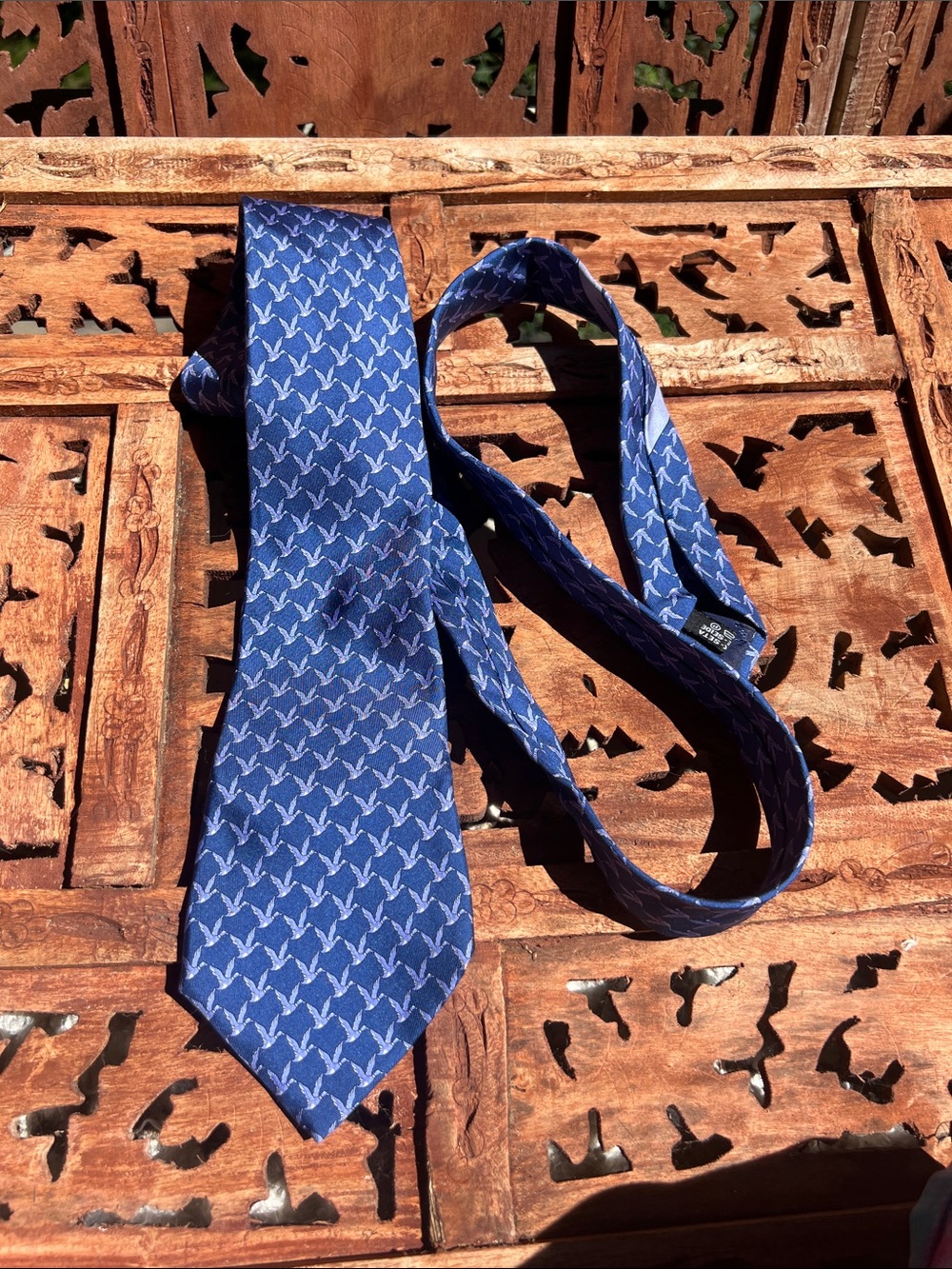 Salvatore Ferragamo Royal Blue Duck Print Silk Tie
